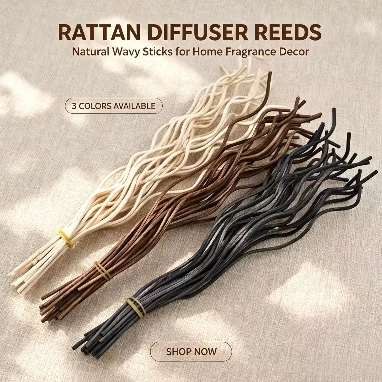 Home Fragrance Reed Diffuser Refill - 20Pcs Long Wavy Rattan Reed Diffuser