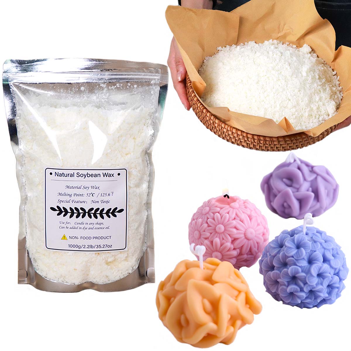 100/250/500/1000g Natural Soy  - Soy Wax Flake review and price